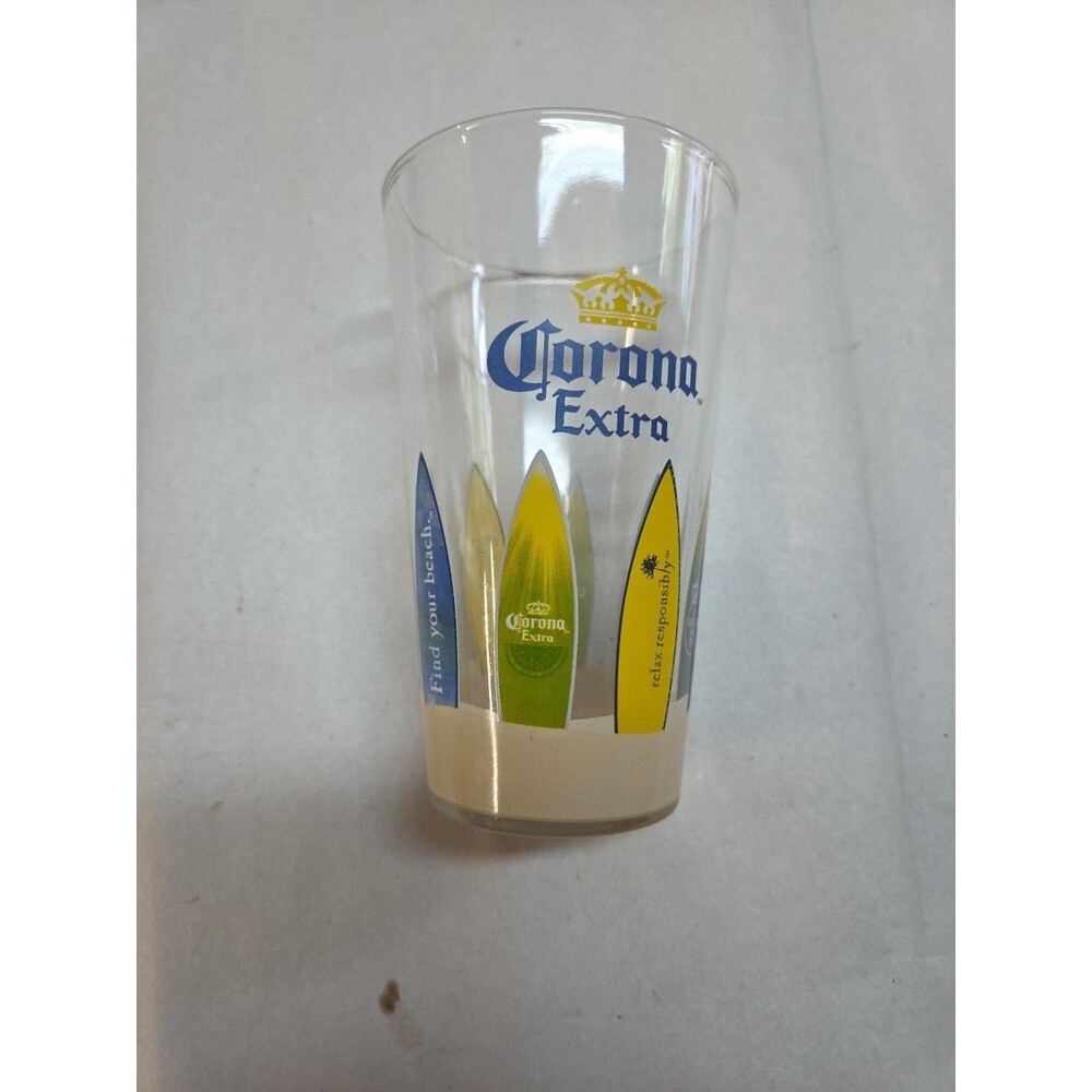 Corona Extra Sand & Surfboard Heavy Pint Beer Glass